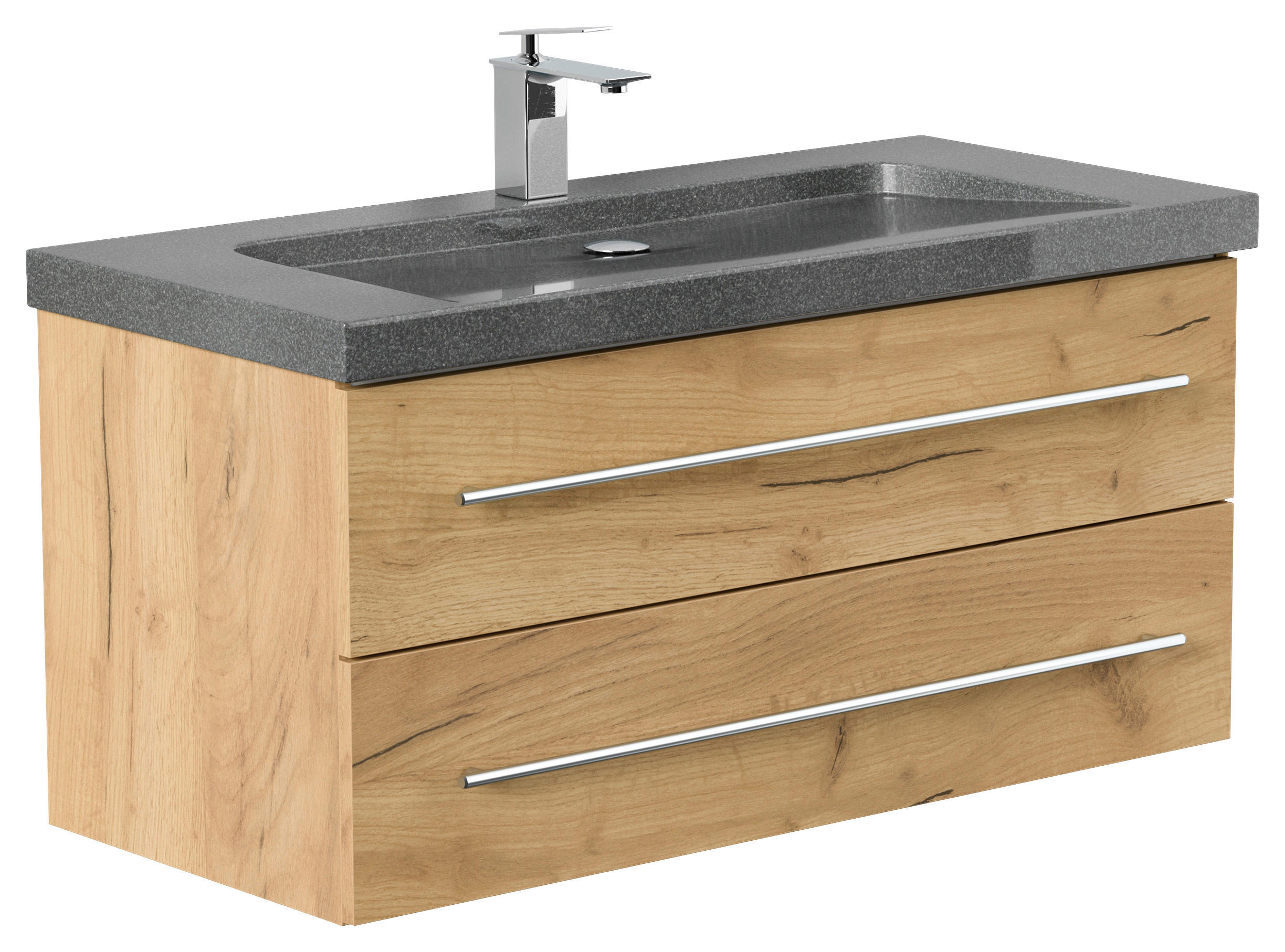 WASCHTISCHKOMBI 100 cm  - Eichefarben, Basics, Holzwerkstoff/Stein (100cm) - MID.YOU