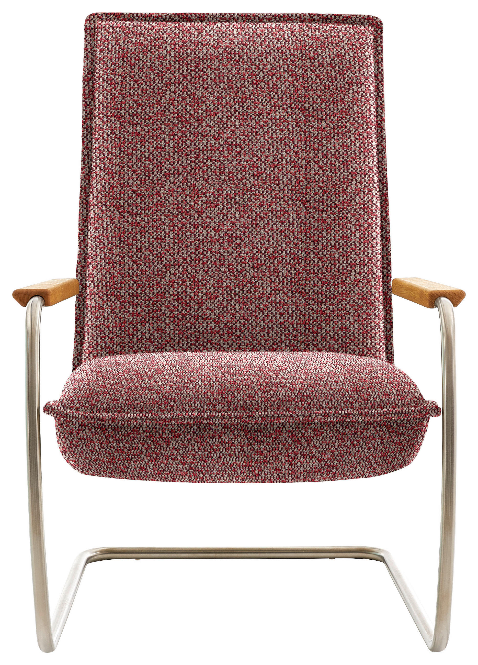 SESSEL in Flachgewebe Rot  - Edelstahlfarben/Eichefarben, Design, Holz/Textil (76/105/87cm) - Koinor