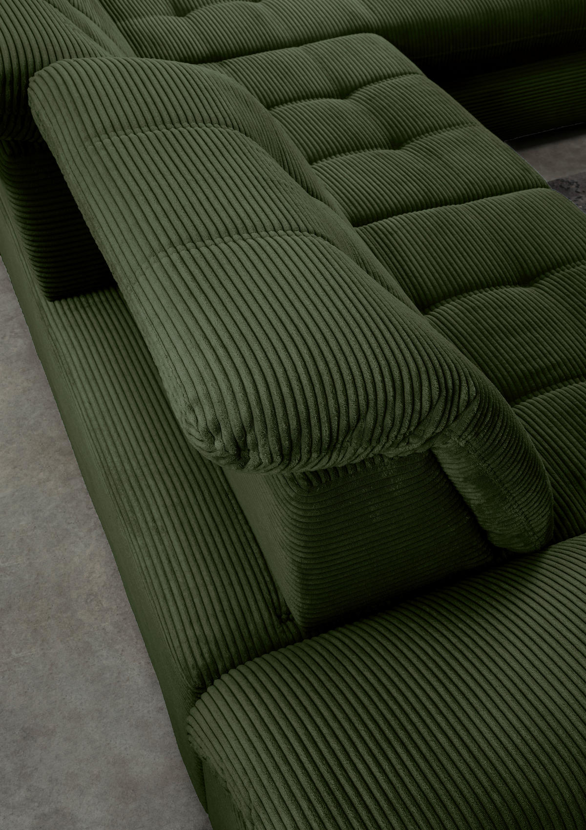 CloseUp von Livetastic ECKSOFA Dunkelgrün Cord.