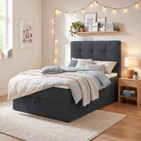 BOXBETT 100/200 cm,  in Anthrazit, Matratze, gepolstertes Kopfteil, Bettkasten, Topper, H3 = fest  - Anthrazit/Schwarz, Basics, Kunststoff/Textil (100/200cm) - Chameo