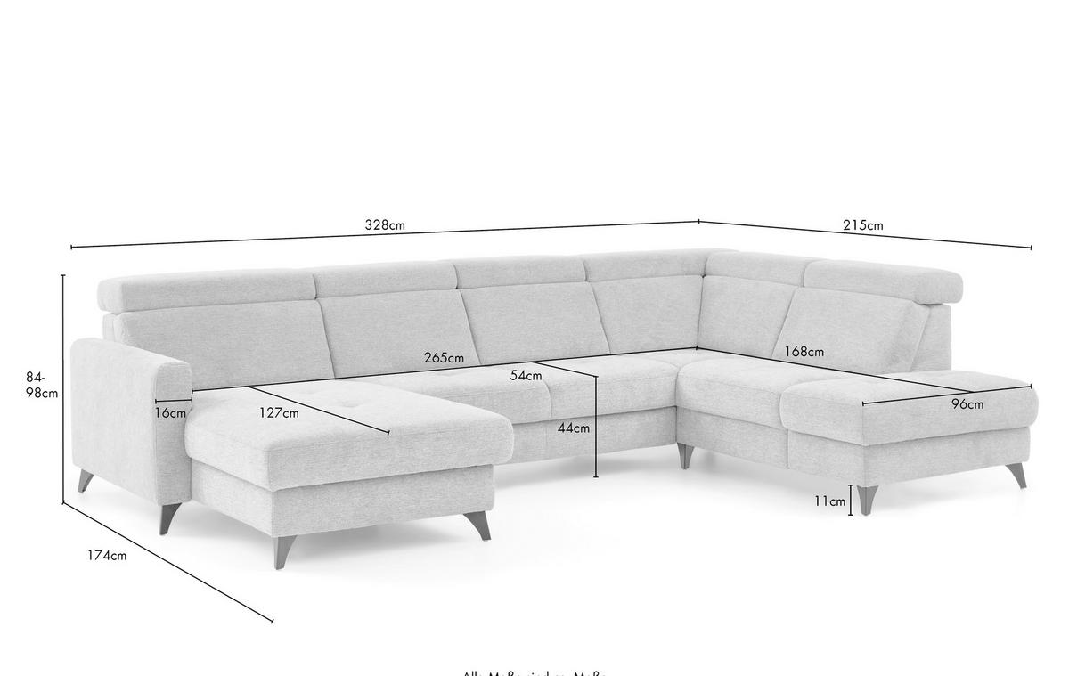 WOHNLANDSCHAFT Beldomo System Graubraun Flachgewebe  - Graubraun/Schwarz, KONVENTIONELL, Textil/Metall (174/333/215cm) - Beldomo System