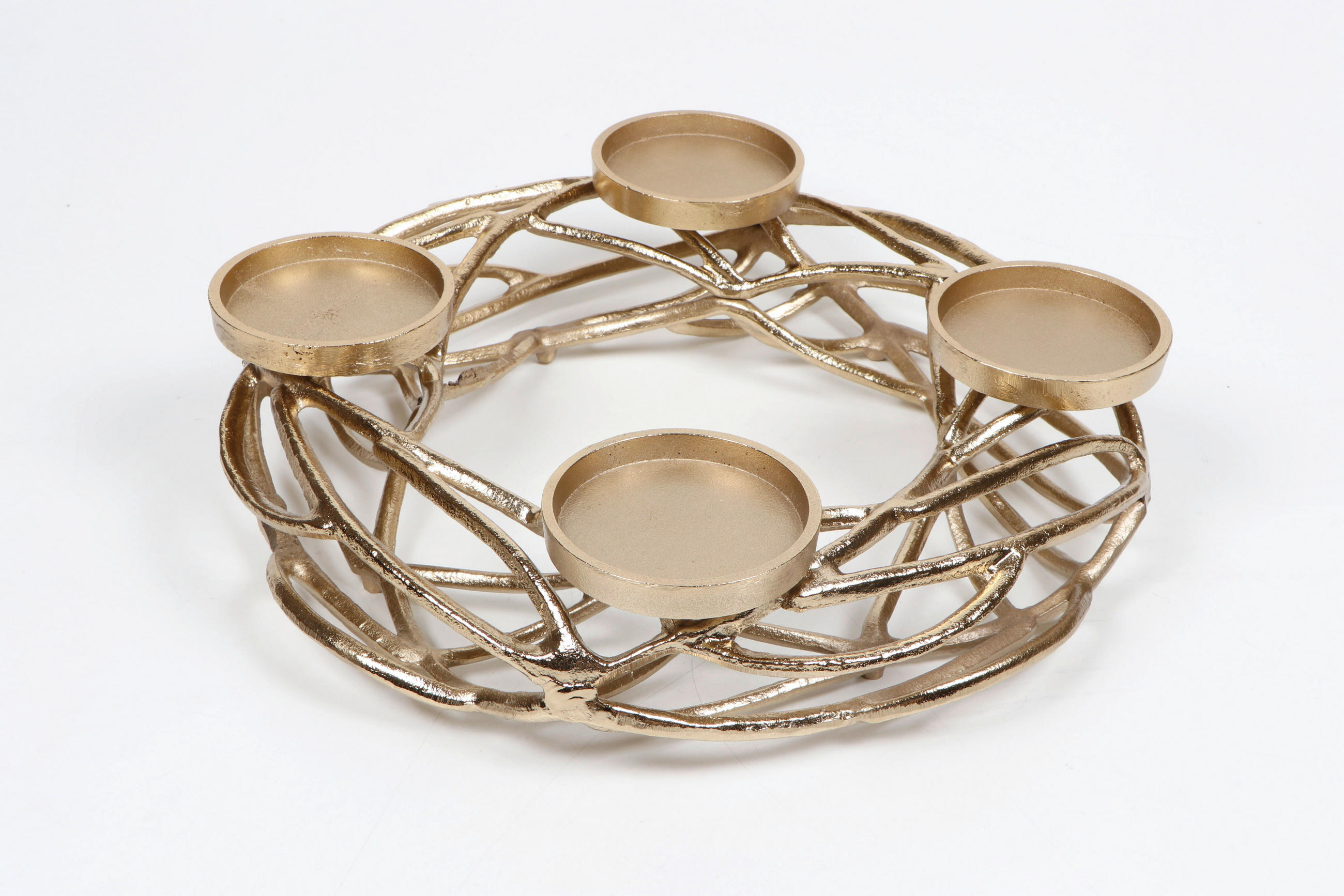 ADVENTSKERZENHALTER  - Goldfarben, KONVENTIONELL, Metall (40,5/40/10,5cm) - X-Mas