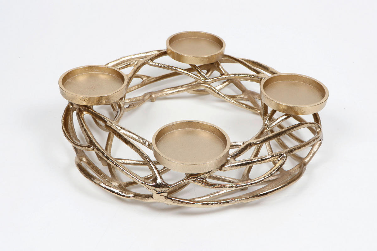 ADVENTSKRANZ  - Goldfarben, KONVENTIONELL, Metall (40,5/40/10,5cm) - X-Mas