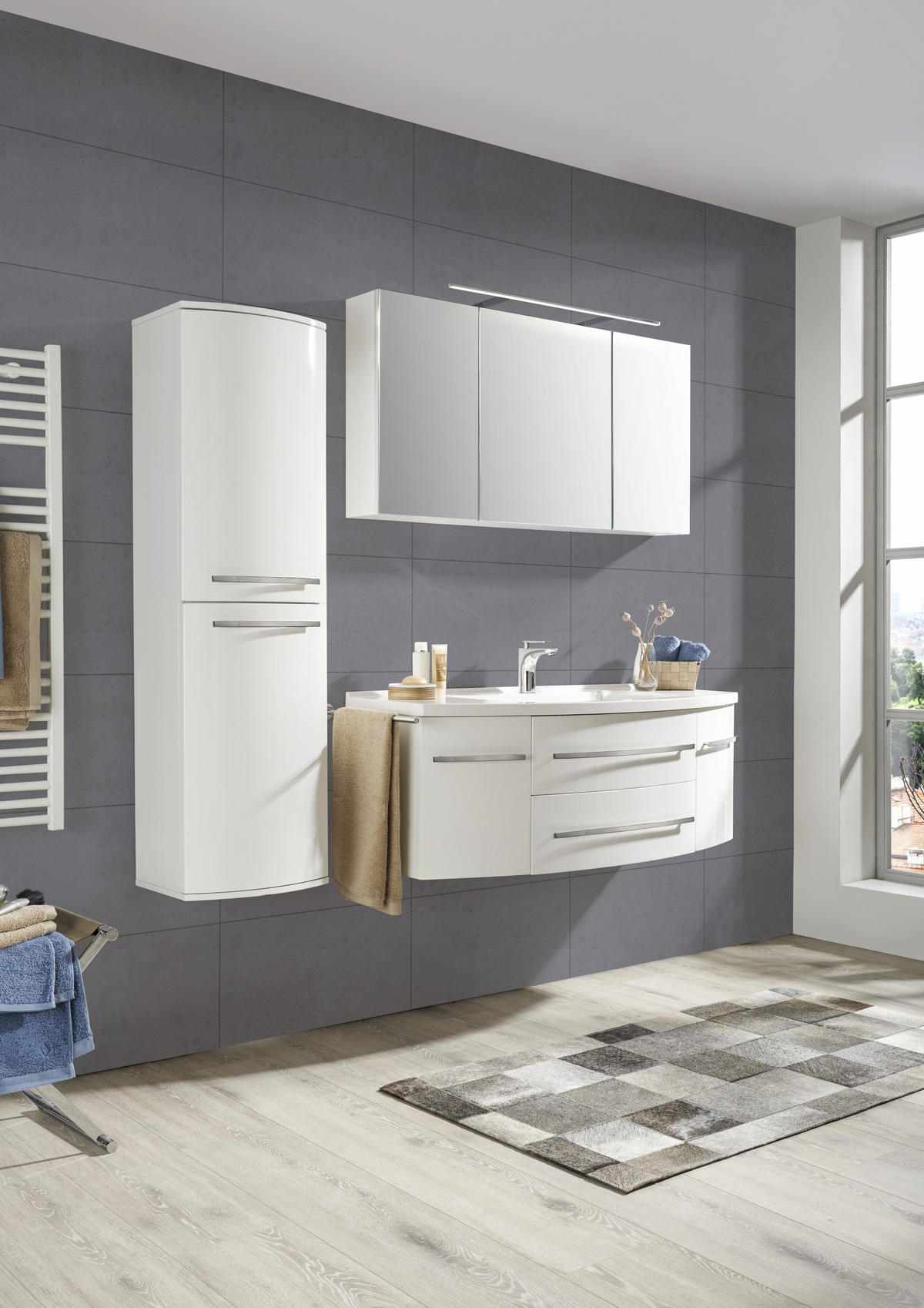 MIDISZEKRÉNY 40/140/33 cm  - króm/fehér, Konventionell, faalapú anyag/fém (40/140/33cm) - Xora