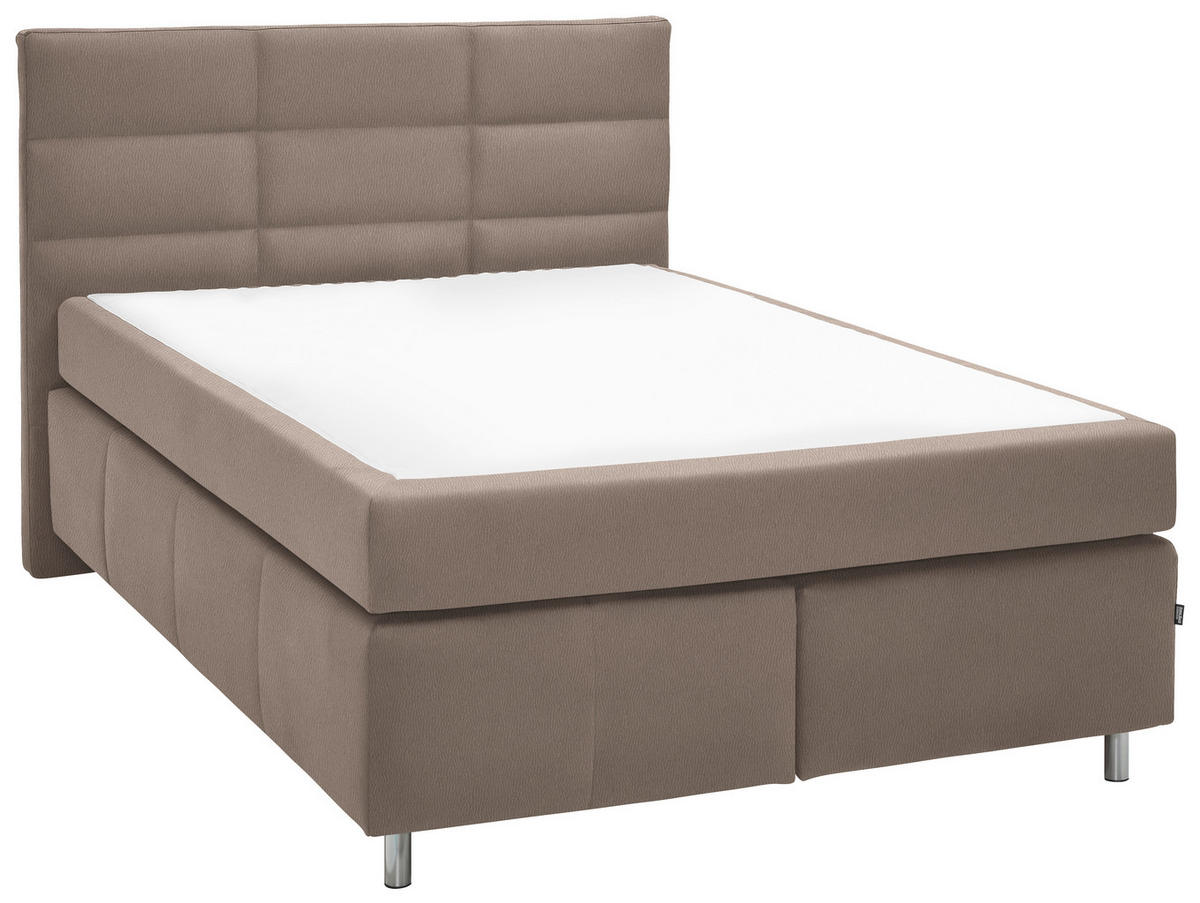 BOXSPRINGBETT 140/200 cm  Hellbraun  - Hellbraun/Alufarben, Konventionell, Textil/Metall (140/200cm) - Dieter Knoll