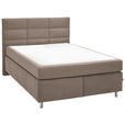 BOXSPRINGBETT 140/200 cm  in Hellbraun  - Hellbraun/Alufarben, KONVENTIONELL, Textil/Metall (140/200cm) - Dieter Knoll