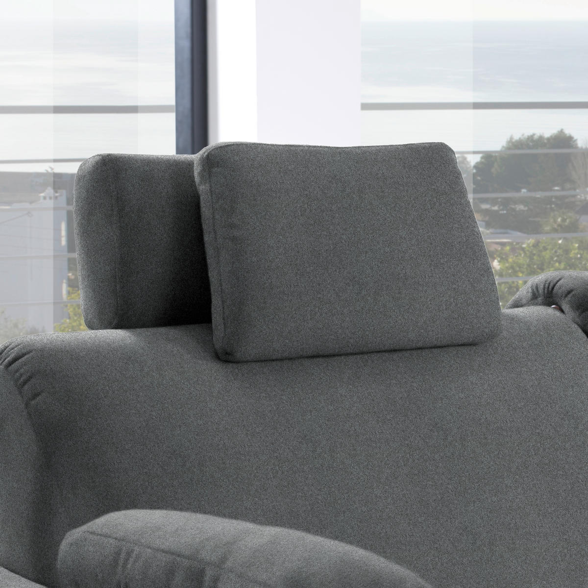 ECKSOFA in Flachgewebe Anthrazit  261/203 cm  - Eichefarben/Anthrazit, KONVENTIONELL, Holz/Textil (261/203cm) - Sedda