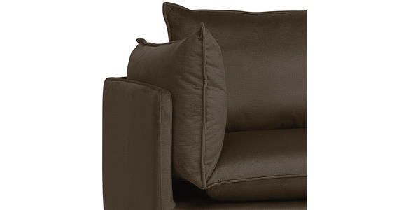 ECKSOFA  in Samt Braun Rückenkissen, Rücken echt  241/200 cm  - Schwarz/Braun, Design, Textil/Metall (241/200cm) - Carryhome