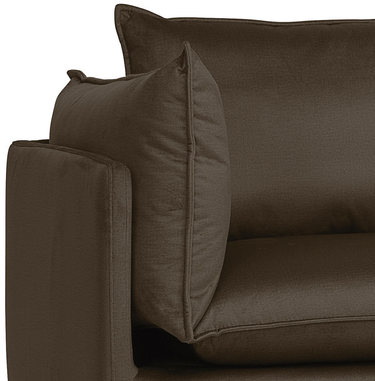 ECKSOFA in Samt Braun  241/200 cm  - Schwarz/Braun, Design, Textil/Metall (241/200cm) - Carryhome
