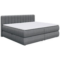 BOXSPRINGBETT 220/200 cm,  in Anthrazit, gepolstertes Kopfteil, Bettkasten, Topper, Matratzen, H4 + H4 = sehr fest  - Anthrazit/Schwarz, Design, Kunststoff/Textil (220/200cm) - Chameo