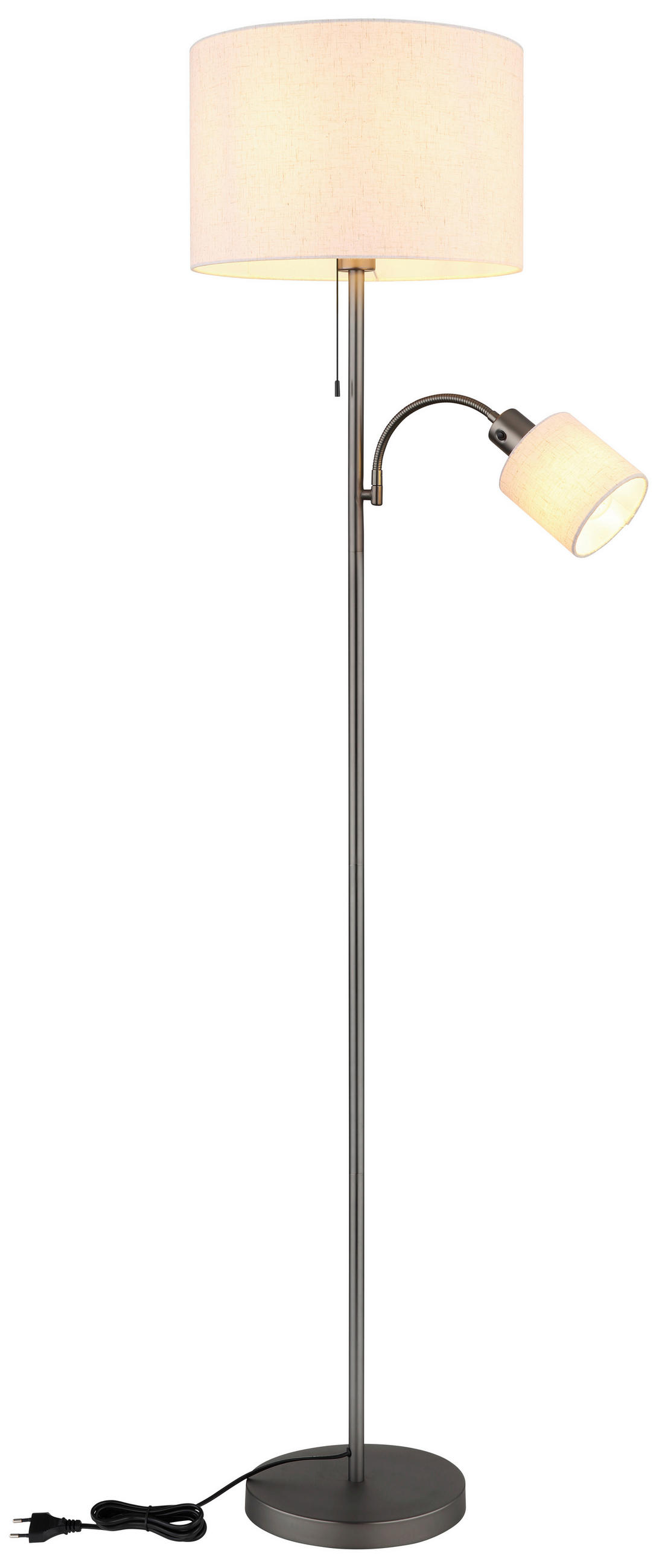 STEHLEUCHTE Thea 38/165 cm  - Schwarzchrom/Creme, Design, Kunststoff/Textil (38/165cm) - Globo