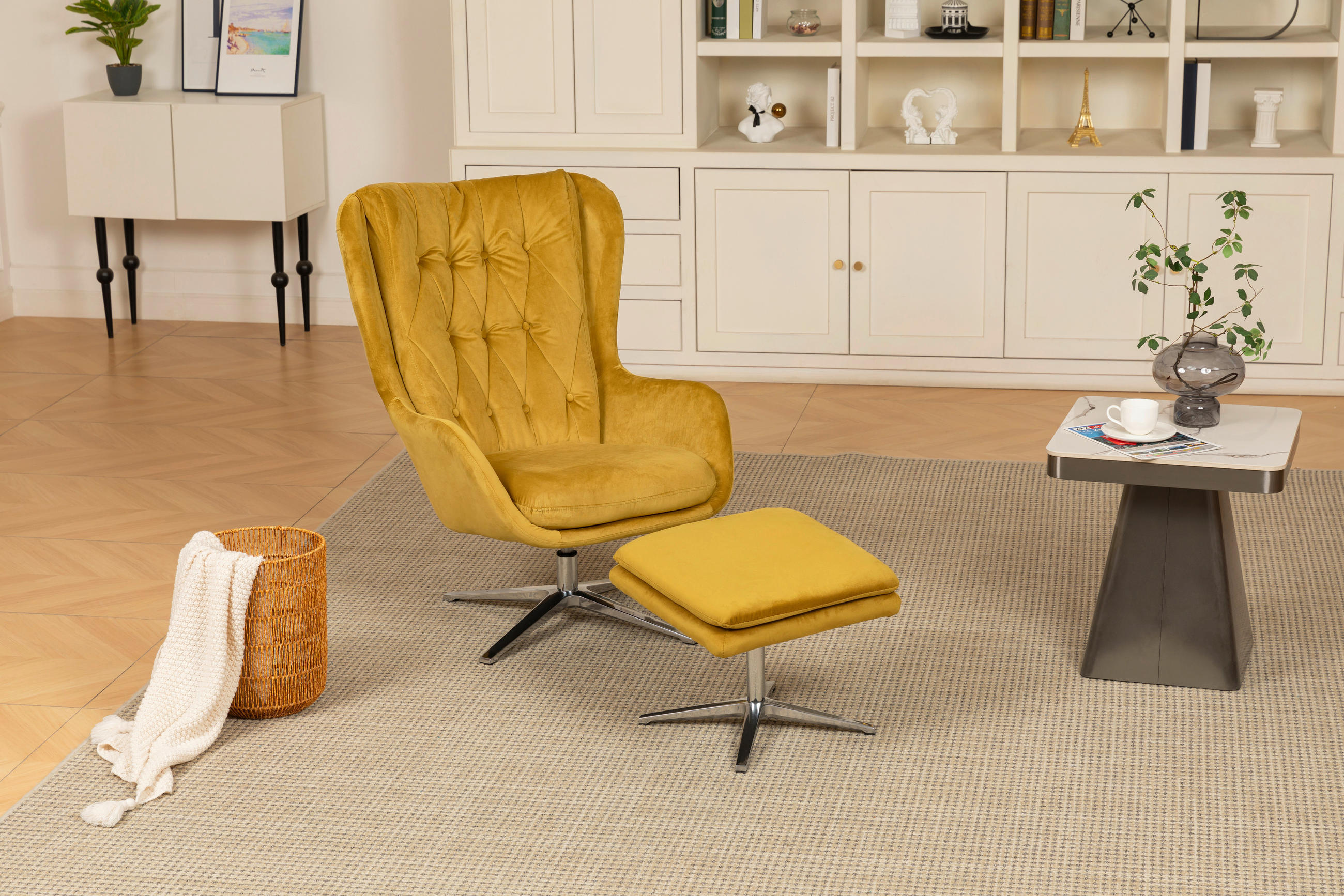 RELAXSESSEL Samt    - Gelb, Design (73/102/84cm) - MID.YOU