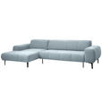 ECKSOFA in Chenille Pastellblau  167/311 cm  - Pastellblau/Schwarz, Design, Textil/Metall (167/311cm) - Xora