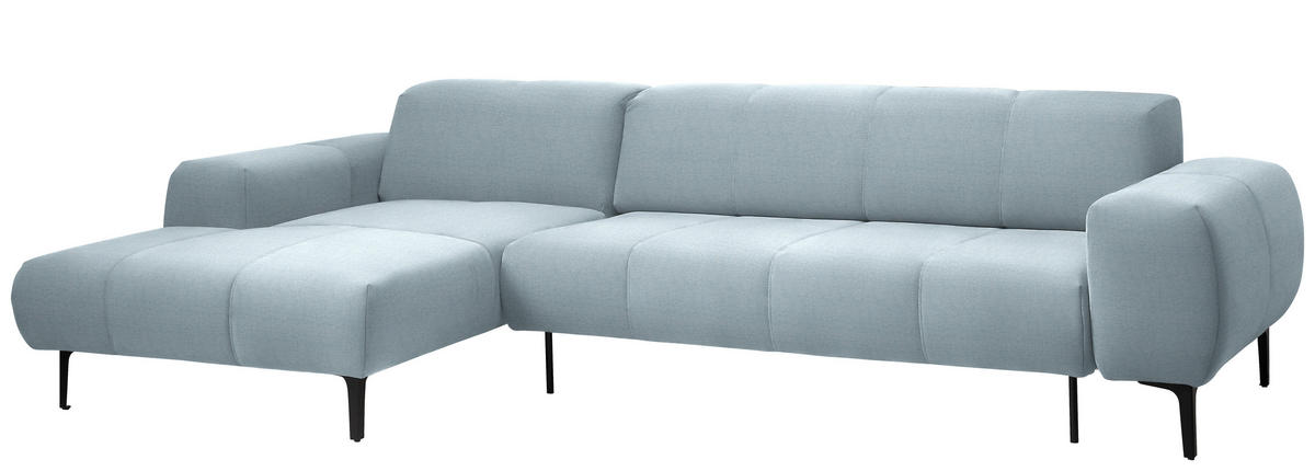 ECKSOFA in Chenille Pastellblau  167/311 cm  - Pastellblau/Schwarz, Design, Textil/Metall (167/311cm) - Xora