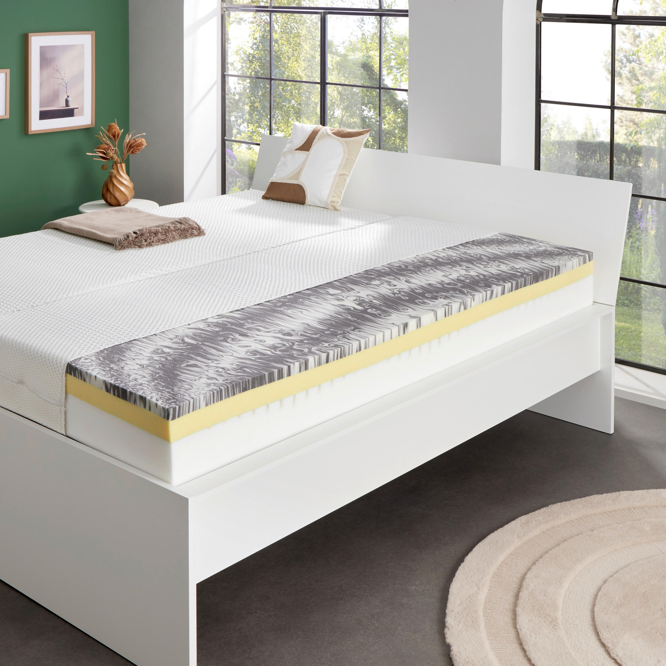 VISCOMATRATZE THERMO FIT H2 90/200 cm Höhe ca. 21 cm  - Weiß, Textil (90/200cm)