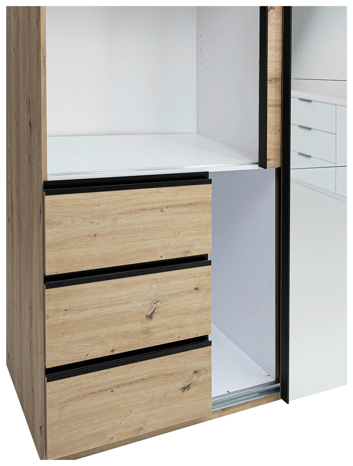 SCHIEBETÜRENSCHRANK 2-türig Eiche Artisan  - Schwarz/Eiche Artisan, MODERN, Holzwerkstoff/Metall (215/205/61,5cm) - Boxxx