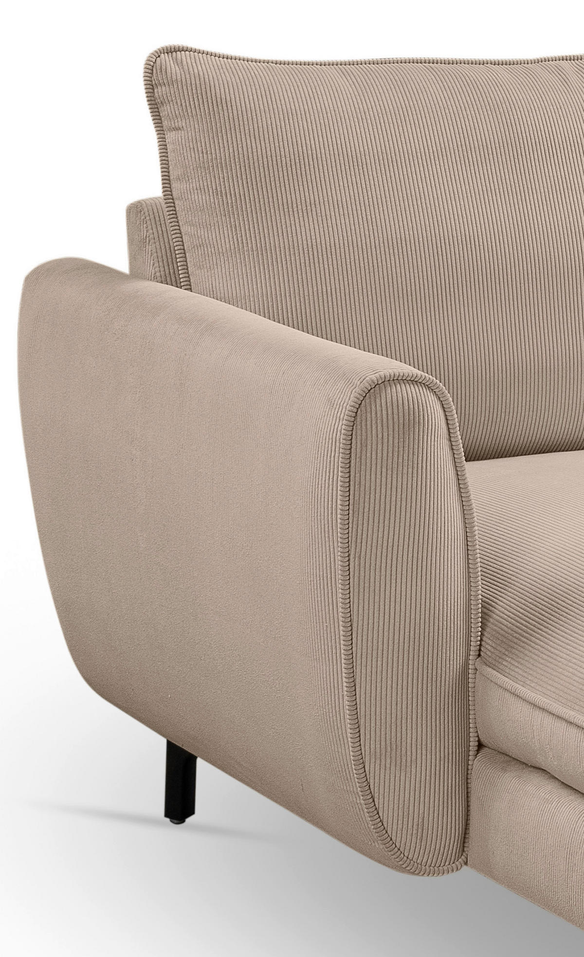 ECKSOFA TORONTO Beige Cord  - Beige/Schwarz, Basics, Textil/Metall (202cm) - MID.YOU