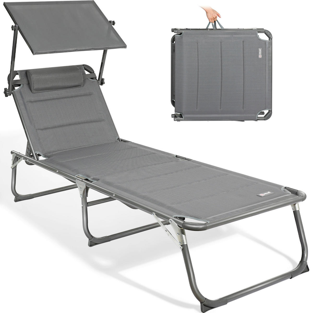 GARTENLIEGE 70/36/200 cm  - Dunkelgrau/Anthrazit, Basics, Textil/Metall (70/36/200cm) - Modante