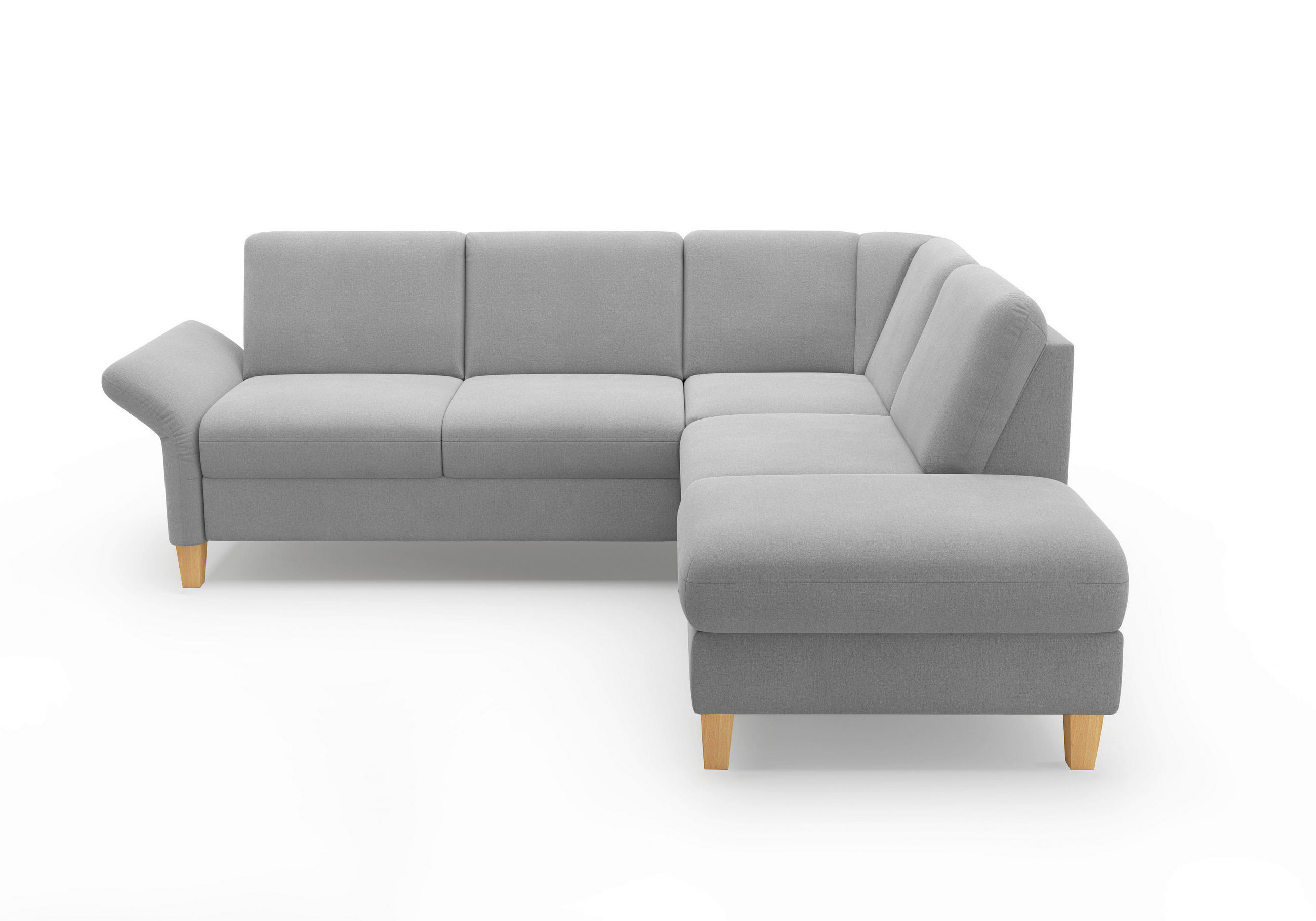 ECKSOFA ROCHELLE E Grau Flachgewebe  - Eichefarben/Grau, KONVENTIONELL, Holz/Textil (240/216cm) - Sit & More