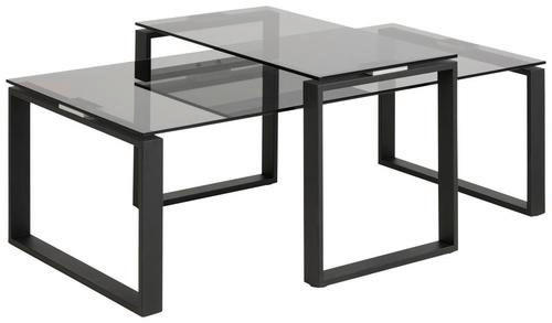 COUCHTISCH Hartglas 115/55/45 cm rechteckig Klar, Schwarz  - Klar/Schwarz, Trend, Glas/Metall (115/55/45cm) - Livetastic