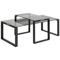 COUCHTISCH in Metall, Glas 115/55/45 cm  - Klar/Schwarz, Trend, Glas/Metall (115/55/45cm) - Livetastic