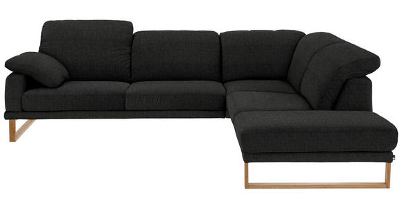 WOHNLANDSCHAFT in Textil Schwarz - Eichefarben/Schwarz, Natur, Holz/Textil (281/226cm) - Valnatura