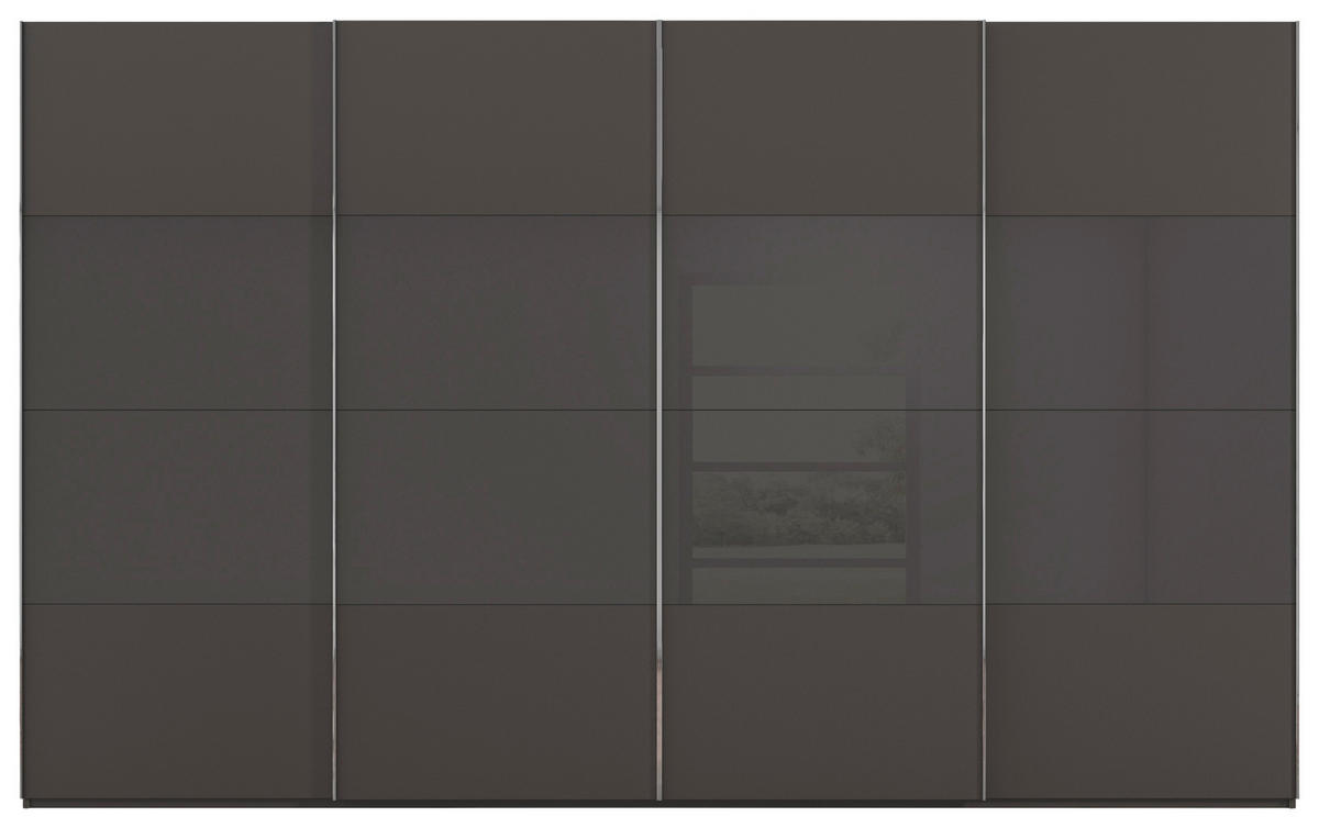 SCHWEBETÜRENSCHRANK 361/223/68 cm 4-türig Graphitfarben, Schwarz  - Chromfarben/Graphitfarben, KONVENTIONELL, Glas/Holzwerkstoff (361/223/68cm) - Novel