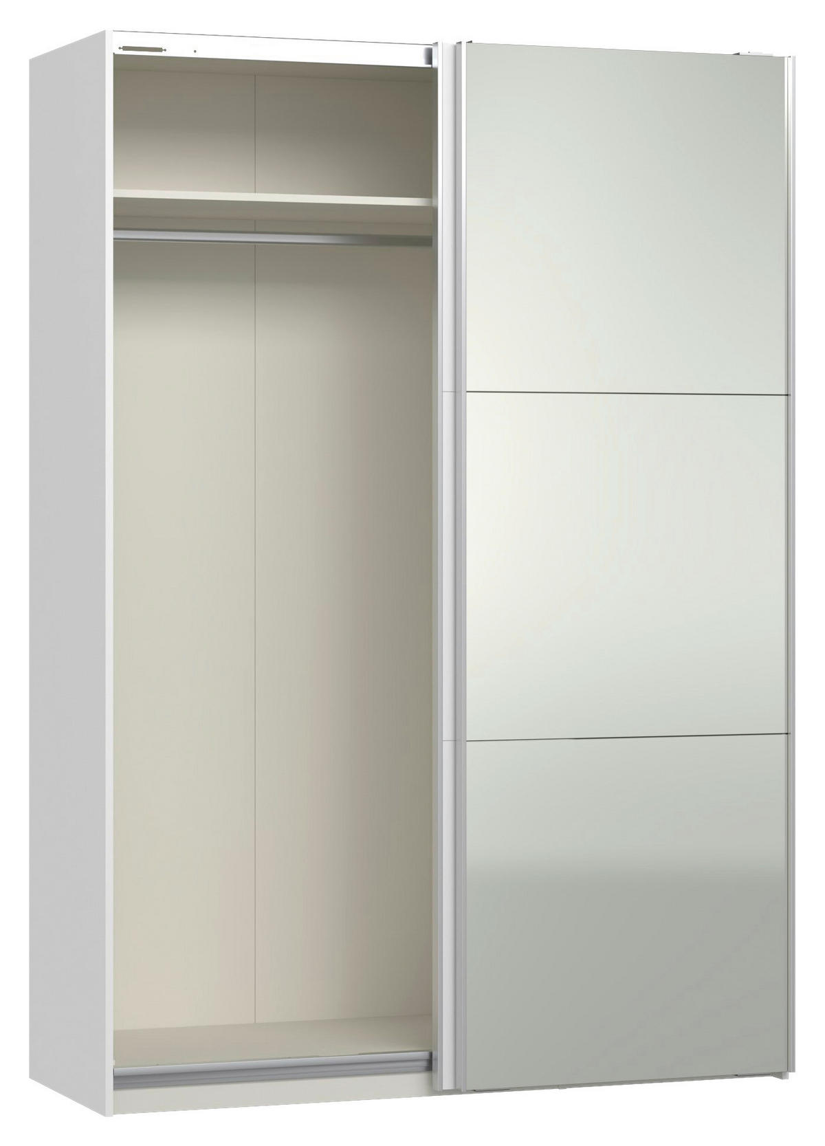 SCHWEBETÜRENSCHRANK 152/220/65 cm 2-türig Weiß  - Silberfarben/Weiß, Design, Glas/Holzwerkstoff (152/220/65cm) - Jutzler