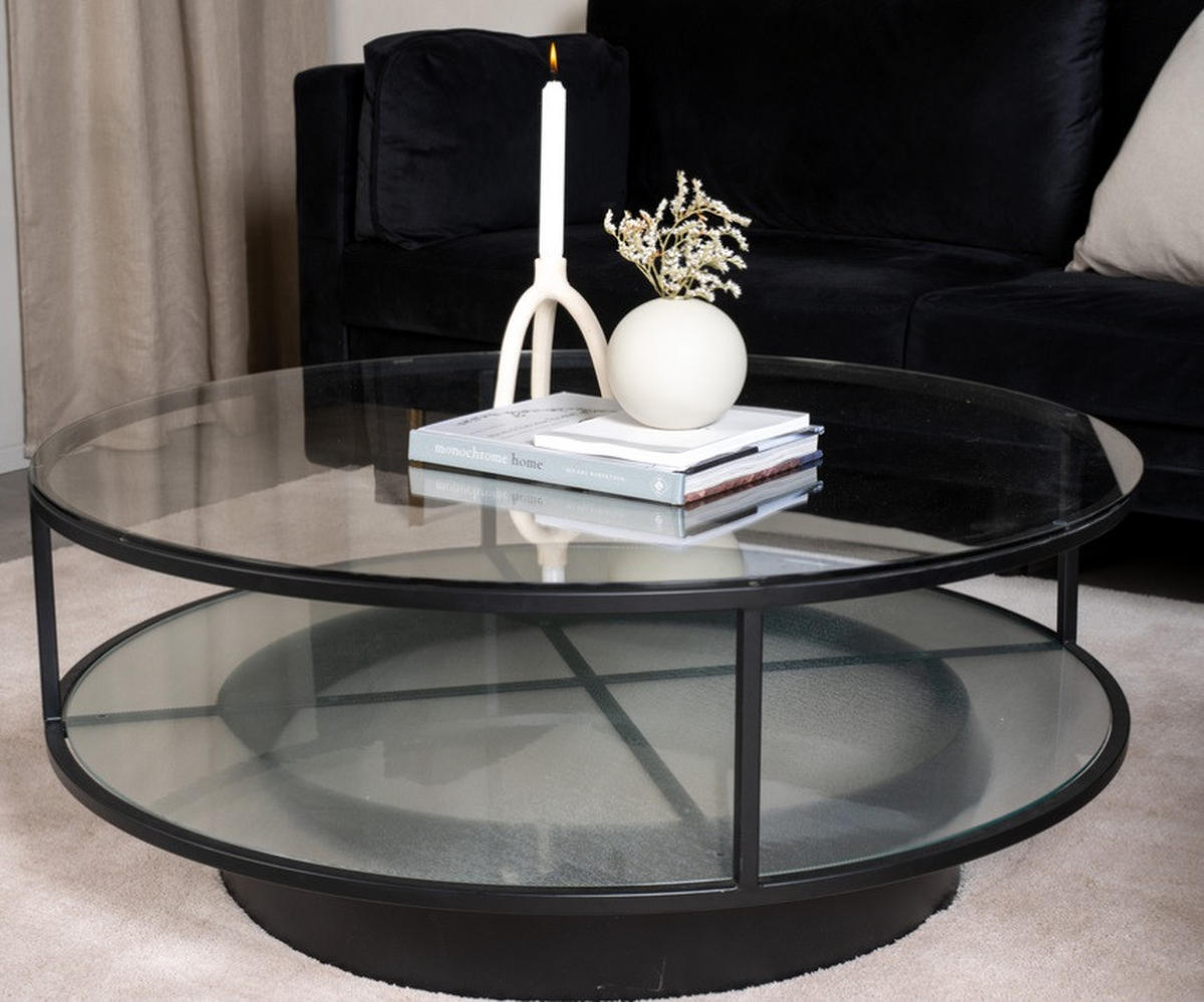 SOFFBORD i metall, glas 100/100/40 cm  - svart, Design, metall/glas (100/100/40cm) - Best Price