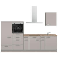 KÜCHENLEERBLOCK 300 cm   in Grau, Eiche dunkel  - Eiche dunkel/Edelstahlfarben, MODERN, Holzwerkstoff/Metall (300cm) - Nobilia