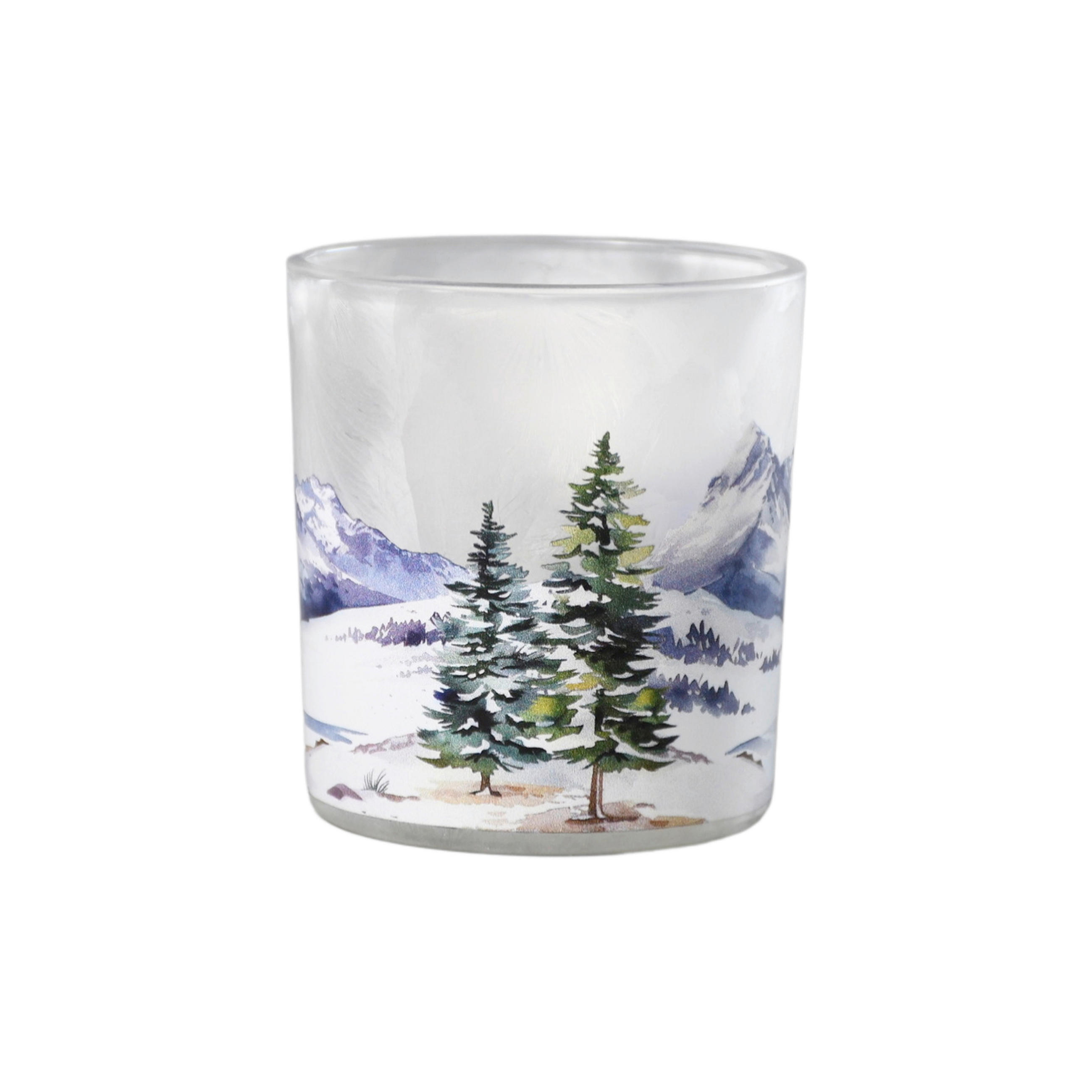 NÁDOBKA NA ČAJOVOU SVÍČKU sklo - bílá/zelená, Basics, sklo (7,3/8cm) - Ambia Home