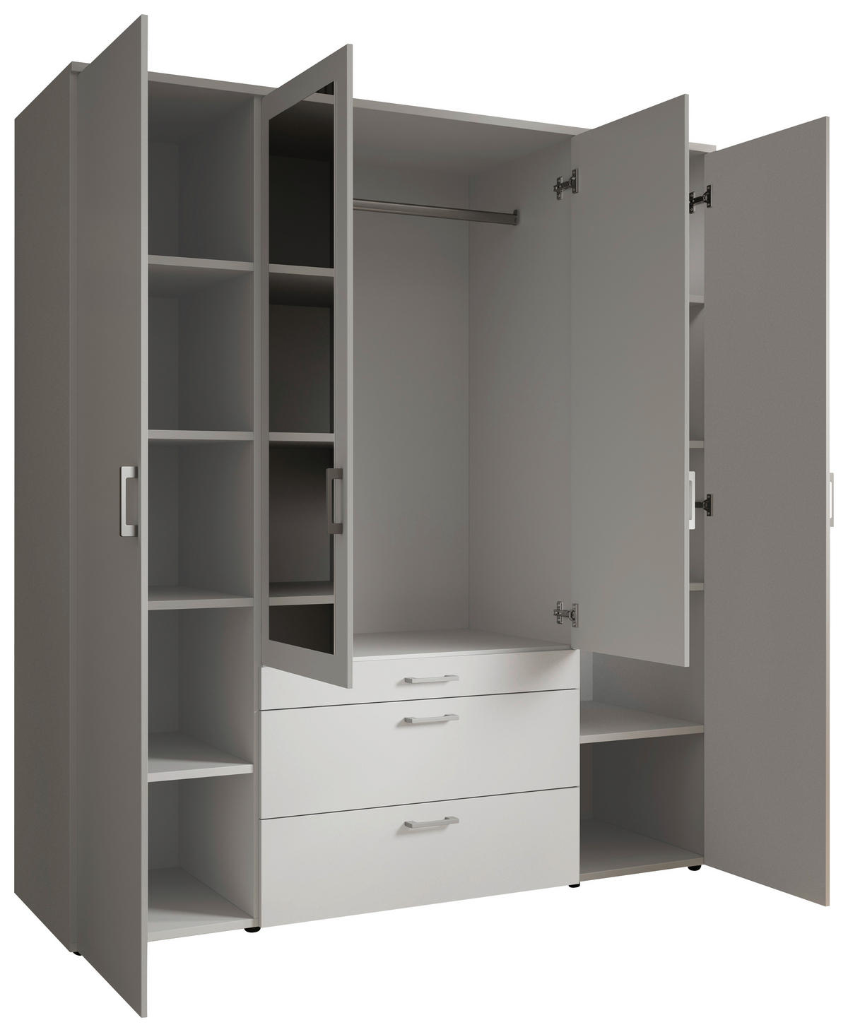 DREHTÜRENSCHRANK  in Weiß  - Alufarben/Weiß, MODERN, Glas/Holzwerkstoff (180/195/56cm) - Livetastic