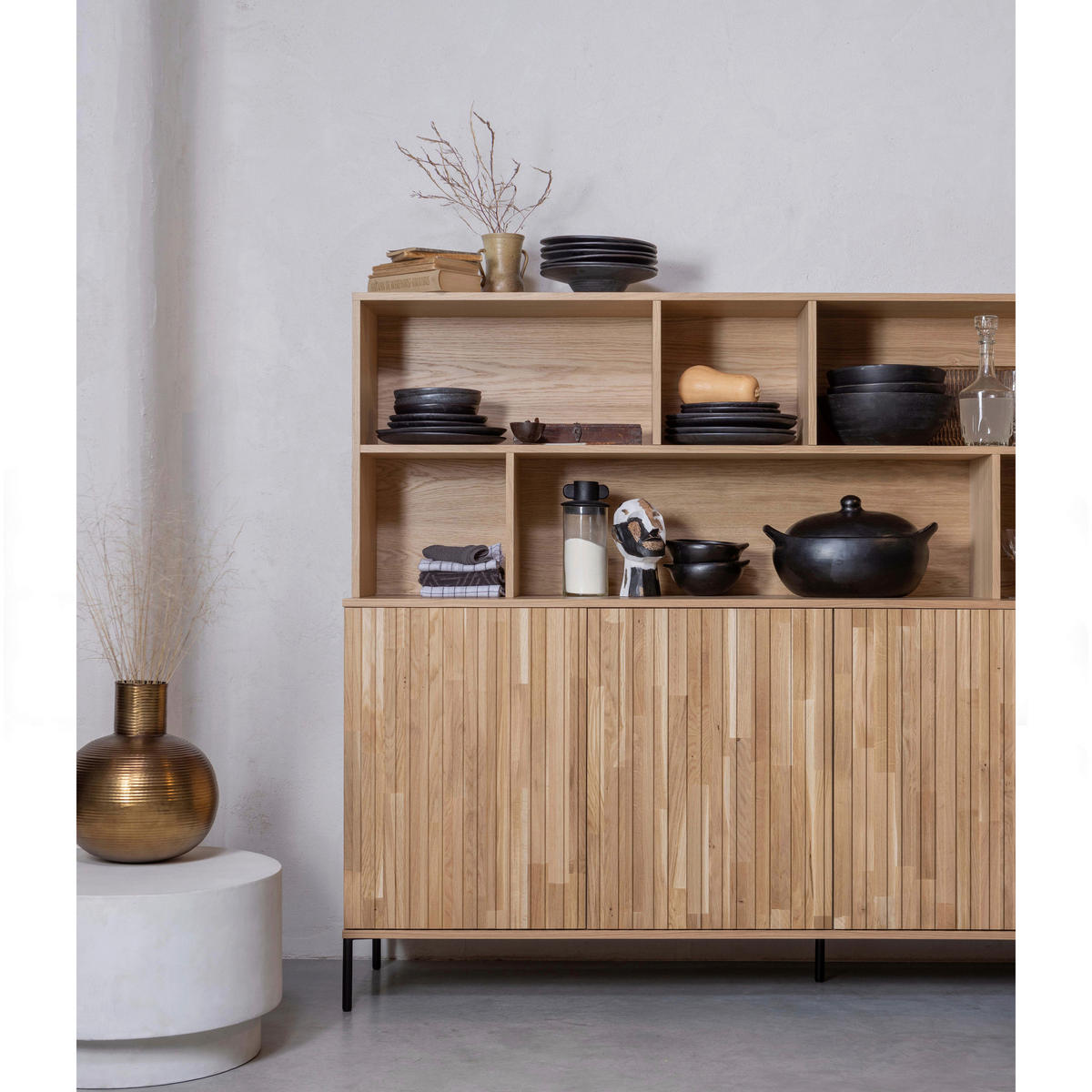 SIDEBOARD 200/85/44 cm  - Eichefarben/Schwarz, Design, Holz/Metall (200/85/44cm) - Livetastic