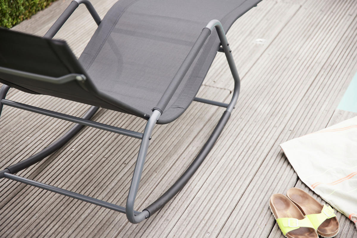 GARTEN-RELAXLIEGE 57/81/143 cm  - Schwarz, KONVENTIONELL, Kunststoff/Textil (57/81/143cm) - Siena Garden