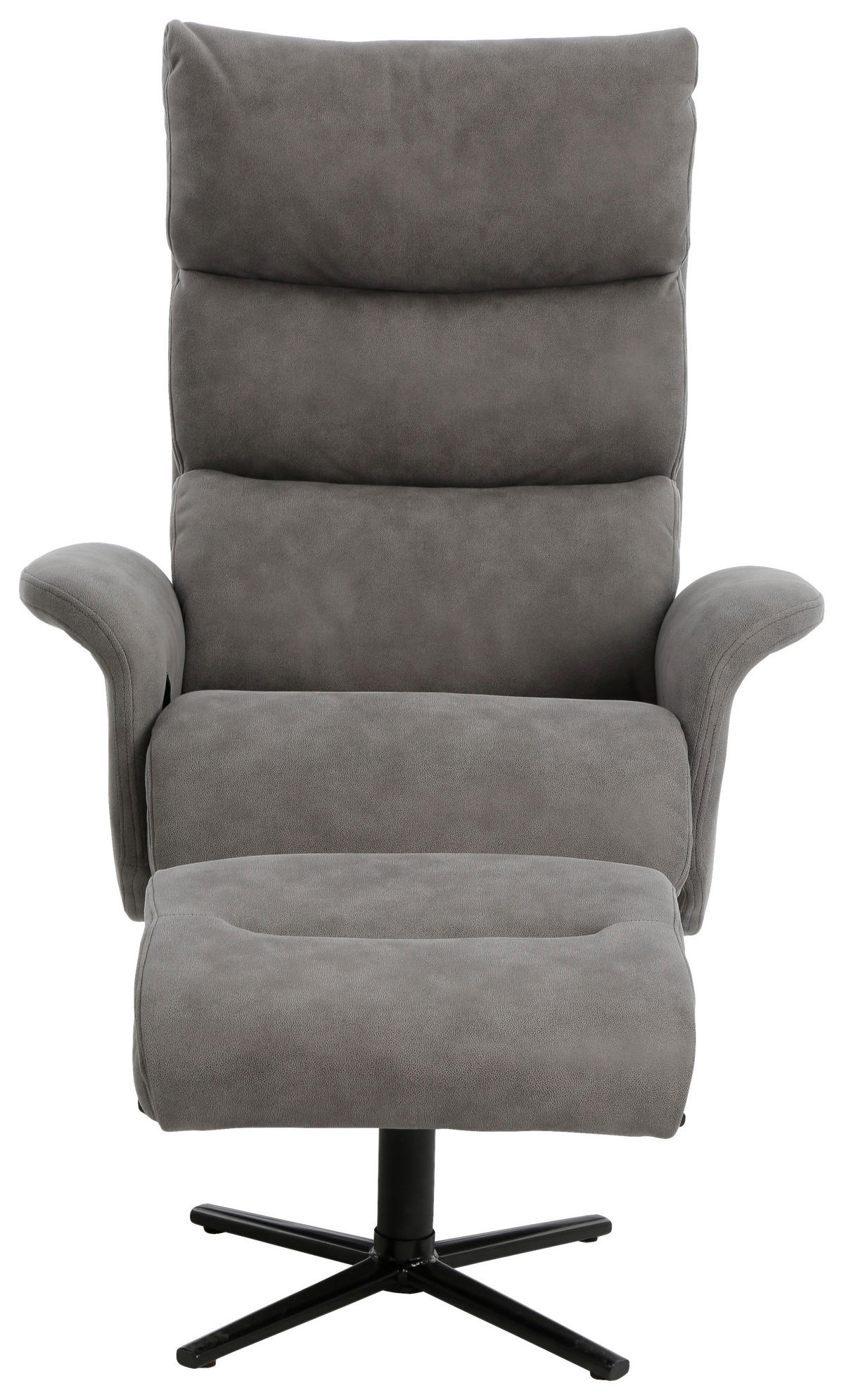 RELAXSESSELSET Mikrofaser Relaxfunktion, Hocker    - Schwarz/Grau, Design, Textil/Metall (81/105,5/86,5cm) - Xora