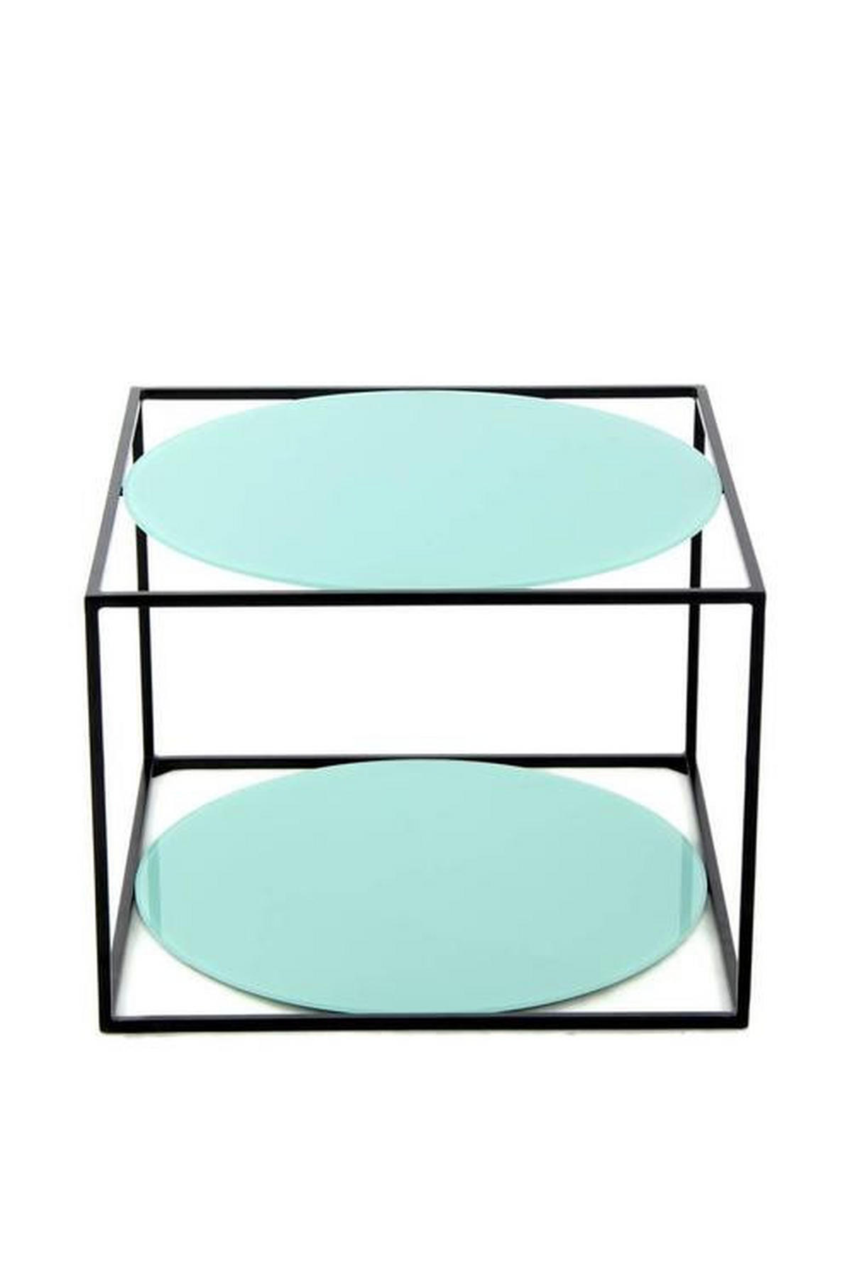 BEISTELLTISCH in Metall, Glas 50/50/36 cm  - Schwarz/Grün, Basics, Glas/Metall (50/50/36cm) - Kayoom