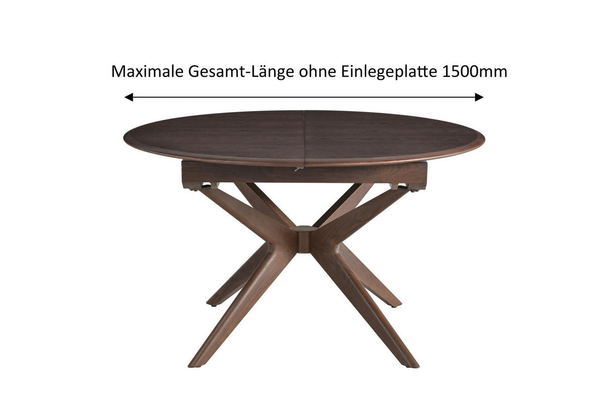 ESSTISCH 180/130/75 cm Echtholz, Nachbildung  Holz, Metall, Holzwerkstoff ausziehbar oval Walnussfarben  - Walnussfarben, MODERN, Holz/Holzwerkstoff (180/130/75cm) - MID.YOU