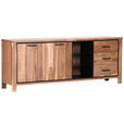 SIDEBOARD  in 210/80/44 cm  - Schwarz/Akaziefarben, LIFESTYLE, Glas/Holz (210/80/44cm) - Landscape