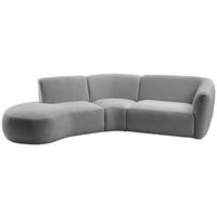 ECKSOFA in Mikrofaser Silberfarben  - Silberfarben/Schwarz, Modern, Kunststoff/Textil (182/276cm) - Livetastic