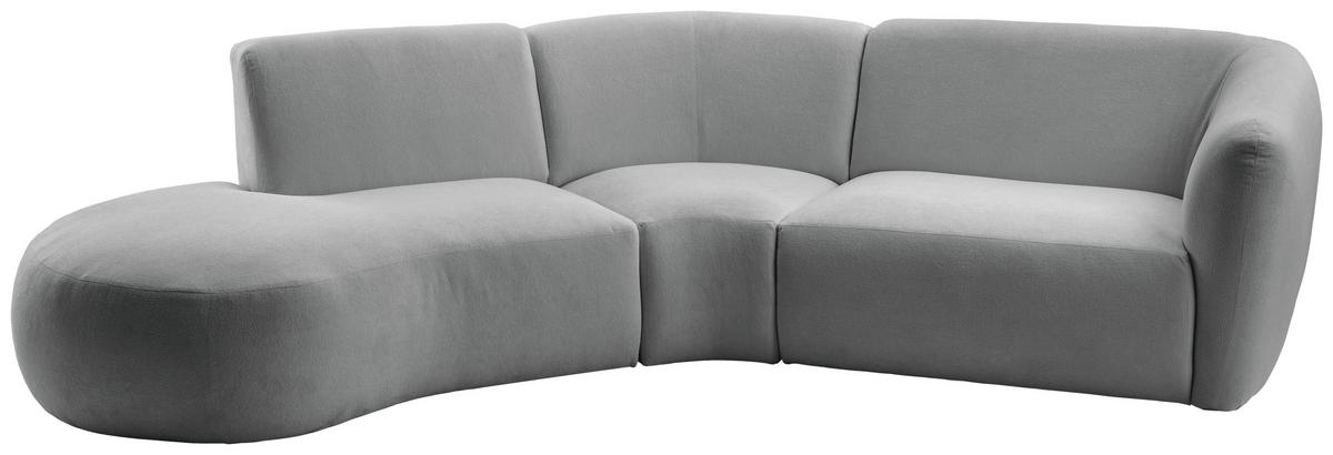 ECKSOFA in Mikrofaser Silberfarben  - Silberfarben/Schwarz, Modern, Kunststoff/Textil (182/276cm) - Livetastic