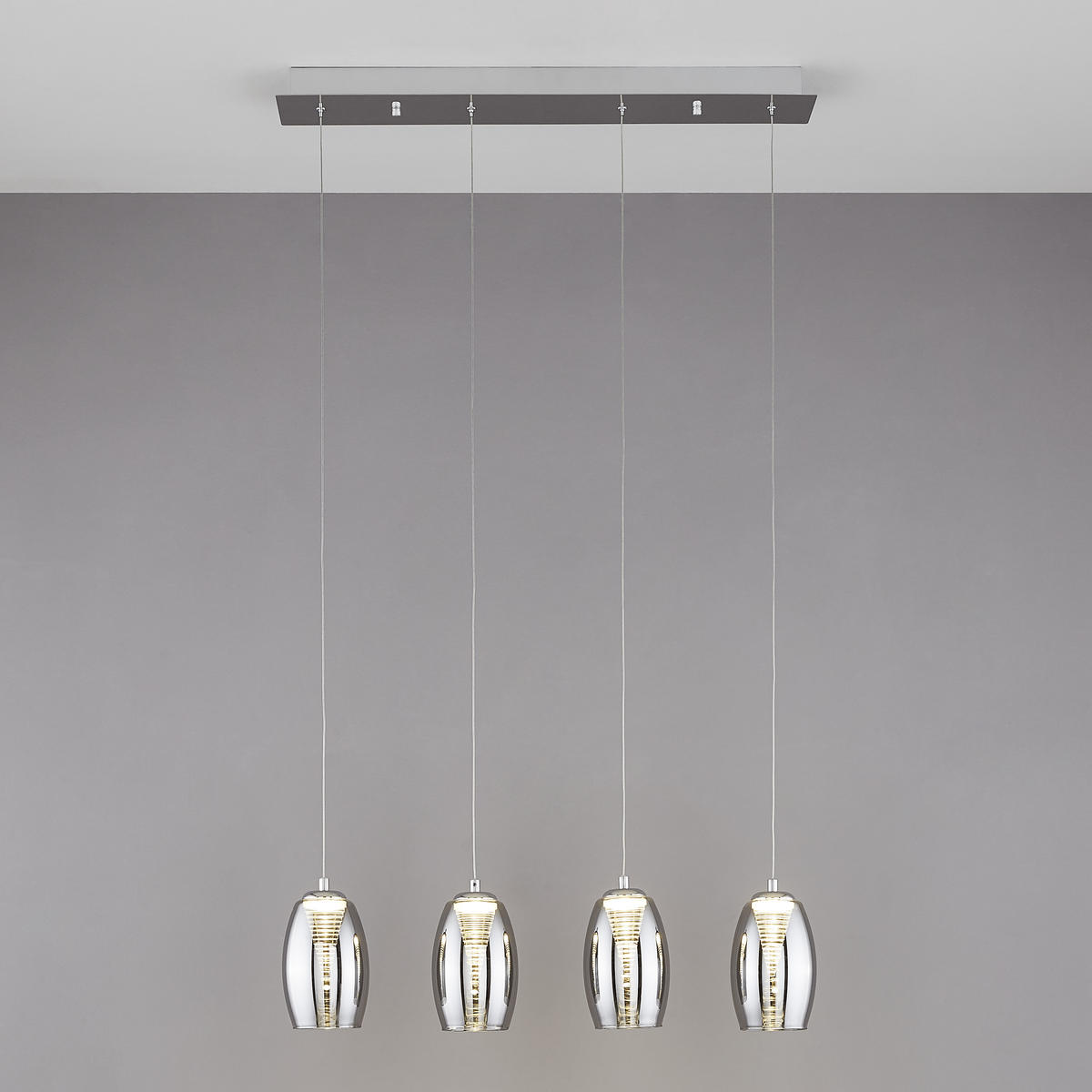 LED-HÄNGELEUCHTE 72/12/121 cm    - Chromfarben/Grau, Design, Glas/Metall (72/12/121cm) - Brilliant