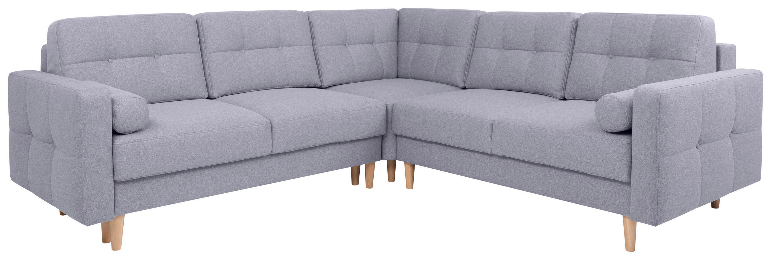 ECKSOFA Hellgrau Flachgewebe  - Eiche Wotan/Hellgrau, KONVENTIONELL, Holz/Textil (242/242cm) - MID.YOU