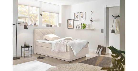 BOXSPRINGBETT 140/200 cm  in Creme  - Creme/Schwarz, KONVENTIONELL, Kunststoff/Textil (140/200cm) - Xora