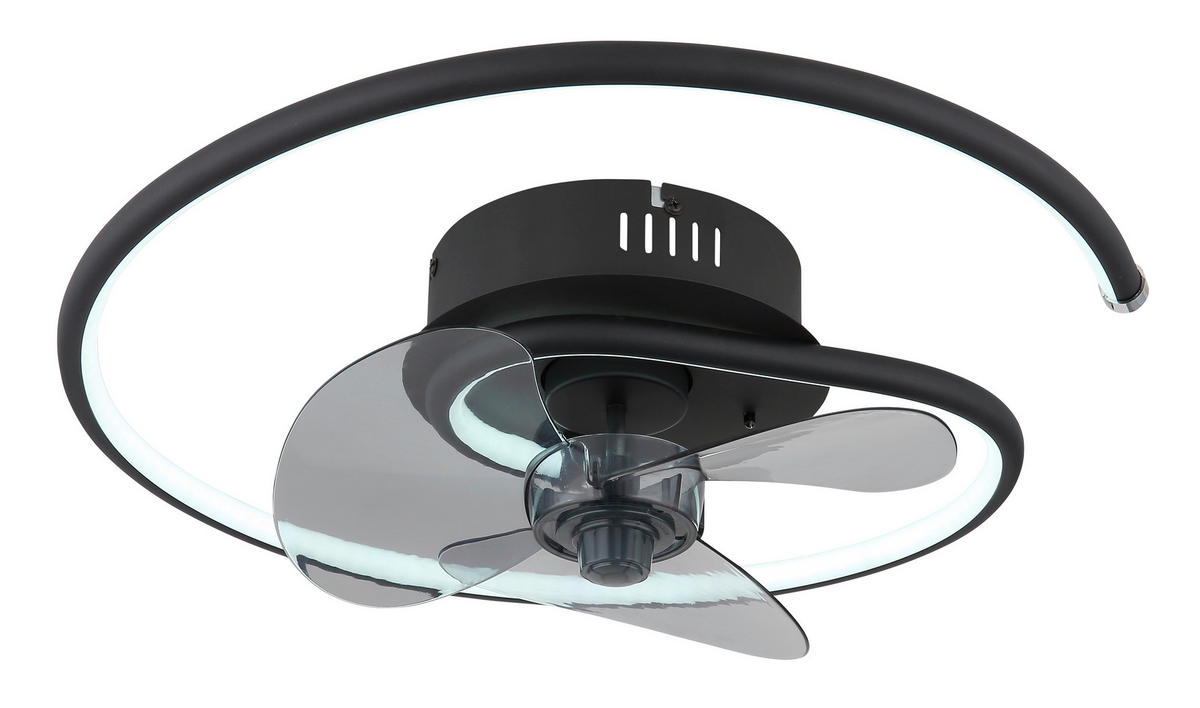 DECKENVENTILATOR  45/13,9 cm    - Schwarz/Grau, Design, Kunststoff/Metall (45/13,9cm) - Globo