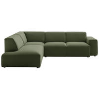 ECKSOFA  in Cord Olivgrün  210/270 cm  - Schwarz/Olivgrün, Design, Kunststoff/Textil (210/270cm) - Pure Home Lifestyle