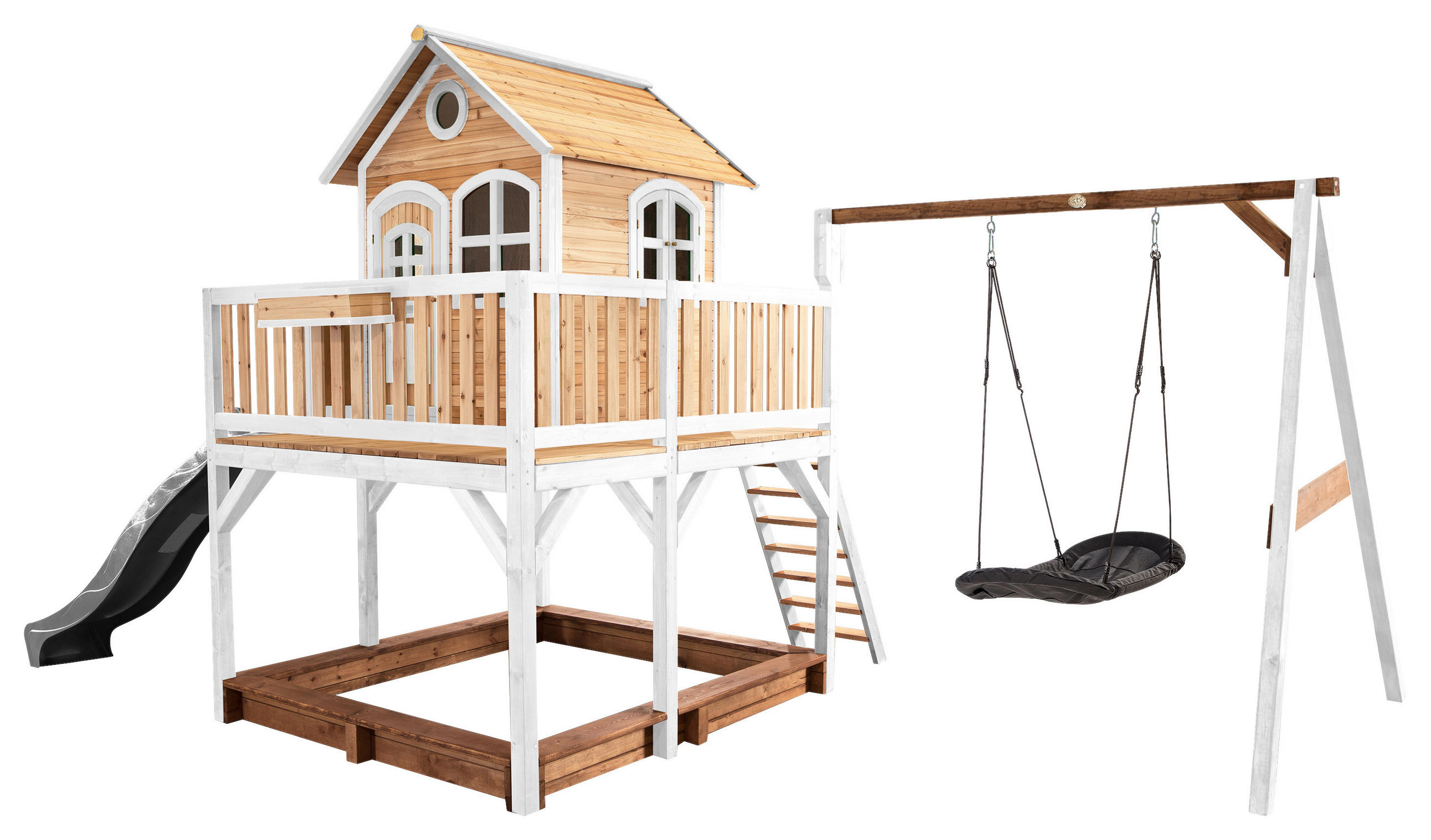 SPIELTURM  - Braun/Weiß, KONVENTIONELL, Holz (613/291/277cm) - Ambia Garden