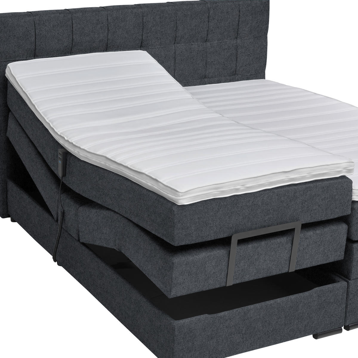 BOXSPRINGBETT 180/200 cm  in Dunkelgrau  - Dunkelgrau/Schwarz, KONVENTIONELL, Holz/Holzwerkstoff (180/200cm) - Moderano