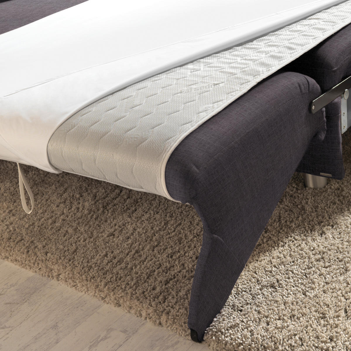 ECKSOFA in Chenille Schieferfarben, Dunkelgrau  208/227 cm  - Schieferfarben/Dunkelgrau, KONVENTIONELL, Textil/Metall (208/227cm) - Sedda