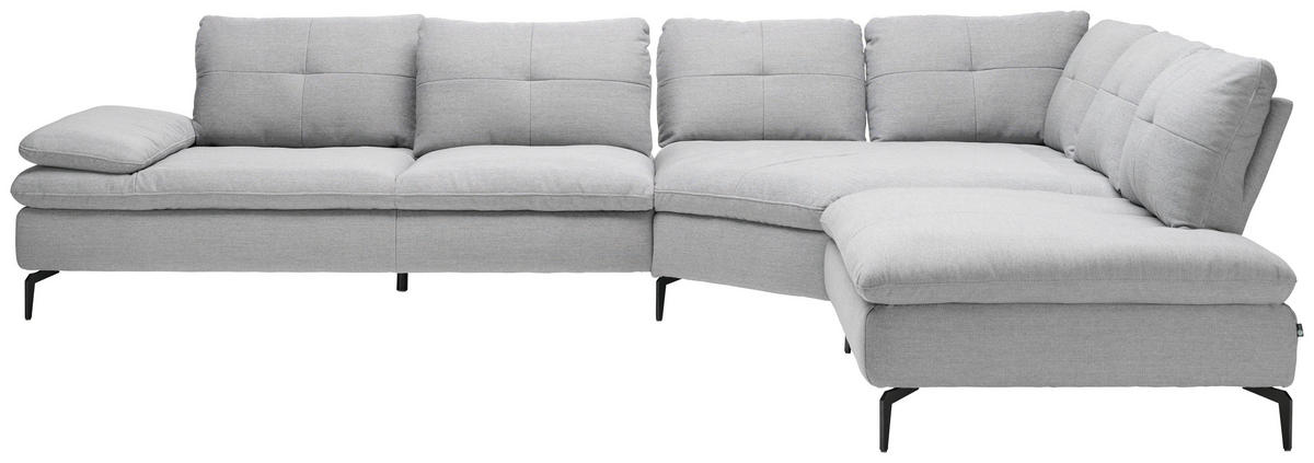 ECKSOFA  in Flachgewebe Hellgrau  344/271 cm  - Hellgrau/Schwarz, Design, Textil/Metall (344/271cm) - Chilliano