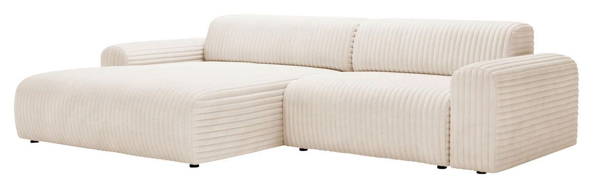 ECKSOFA in Cord Creme  - Creme/Schwarz, Design, Kunststoff/Textil (178/292cm) - Livetastic